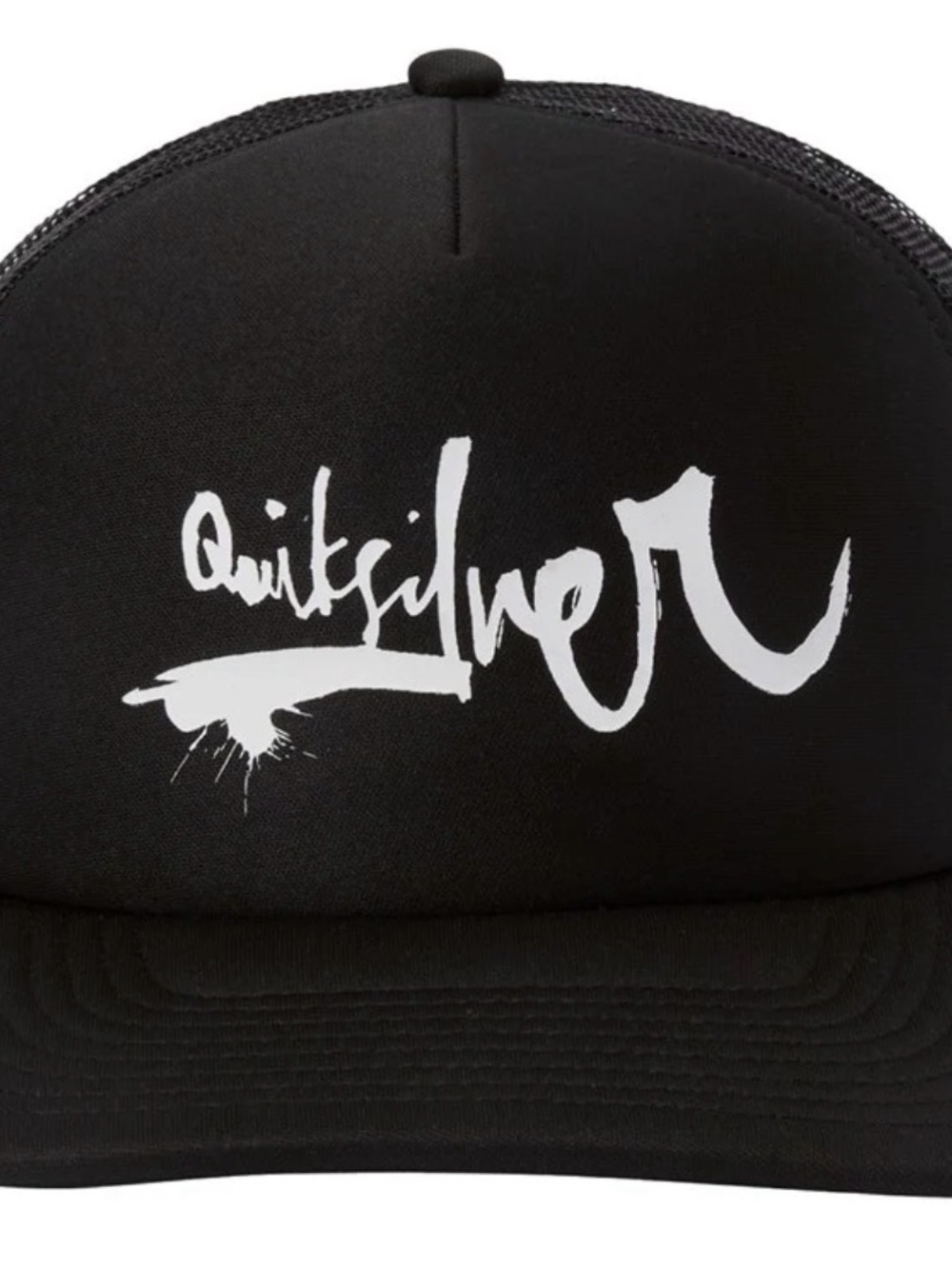 Quiksilver Black Trucker Cap with White Script Logo